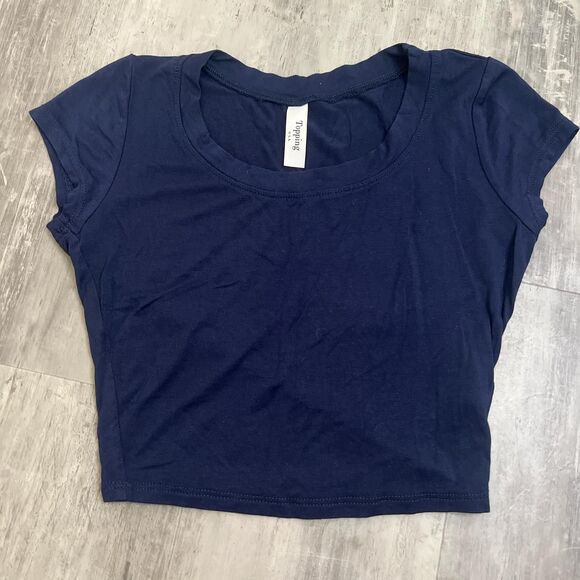Tops - Cropped Cap Sleeve TShirt Blue Size Small